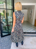 LEOPARD STATE OF MIND MIDI DRESS - BLACK