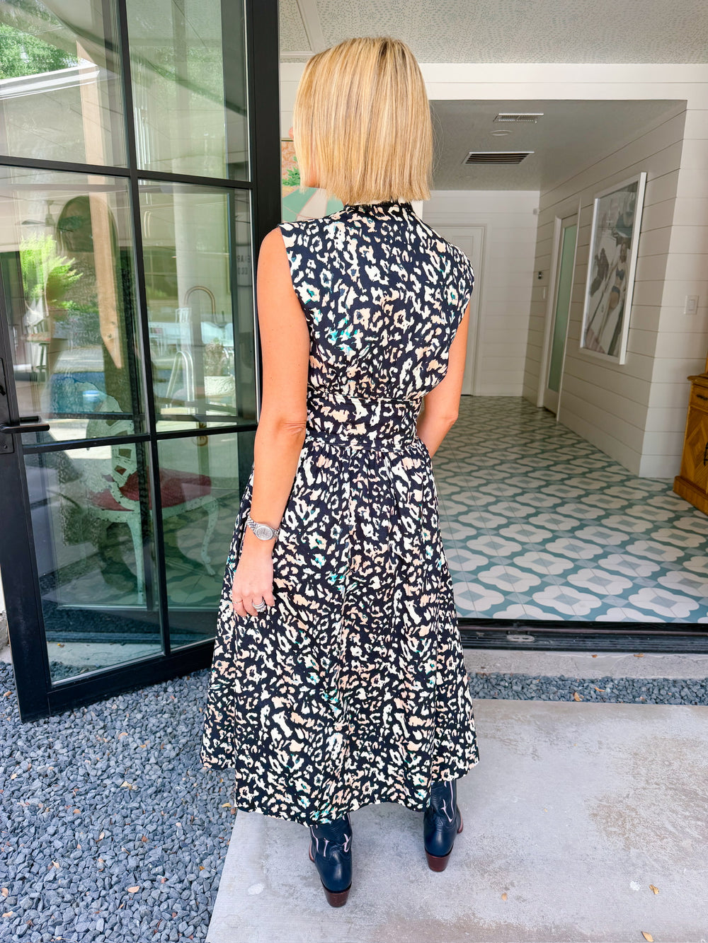 LEOPARD STATE OF MIND MIDI DRESS - BLACK