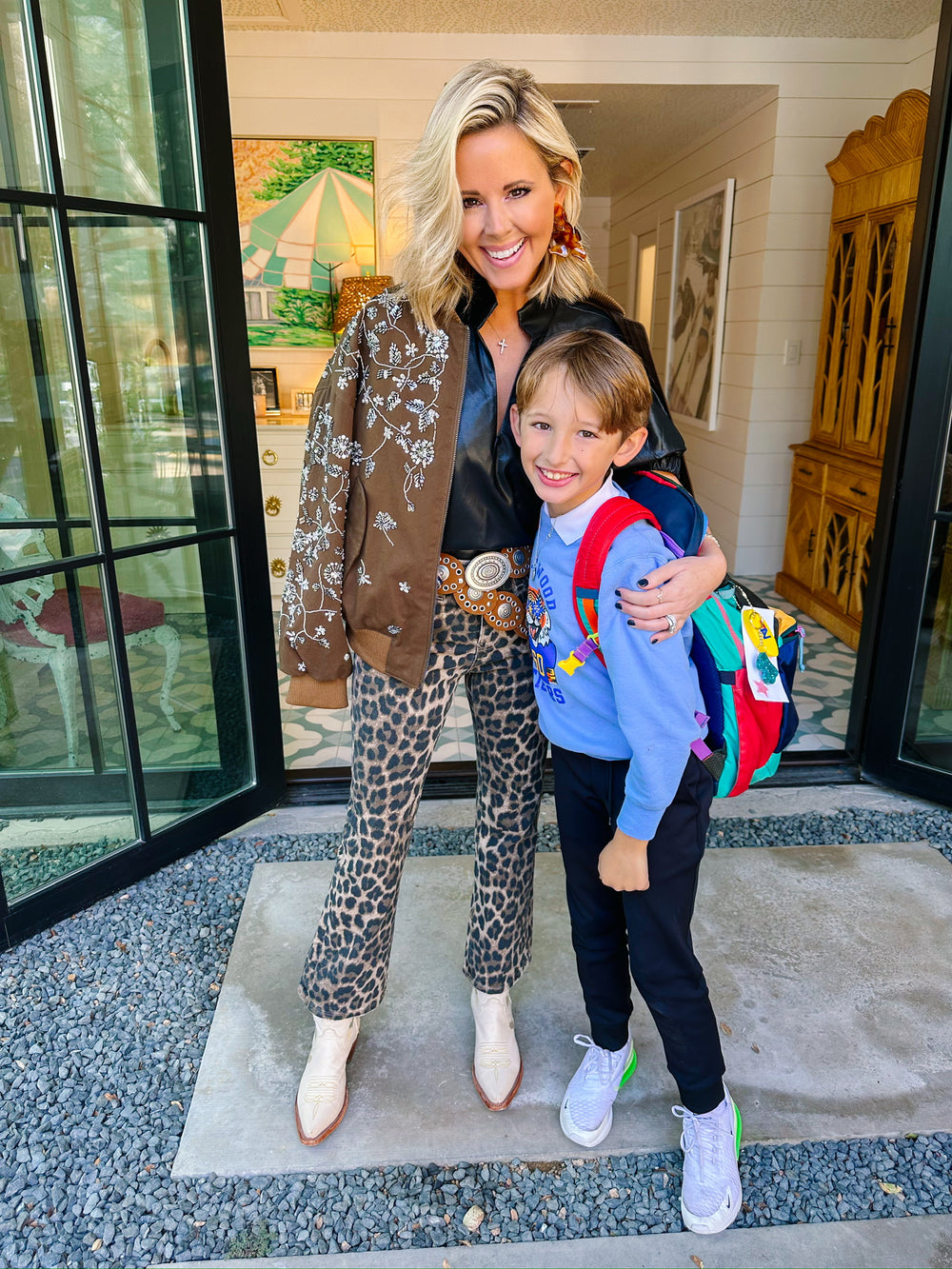 PUT IT ON THE LINE FLORAL VINE BEADED BOMBER JACKET