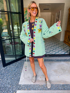STATE OF SUNSHINE EMBROIDERED GINGHAM JACKET - GREEN