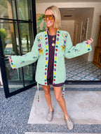 STATE OF SUNSHINE EMBROIDERED GINGHAM JACKET - GREEN