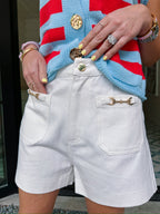 ELLA HORSEBIT POCKET SHORTS - OFF WHITE