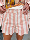 PROFESH STRIPE SCALLOP SHORTS - PINK