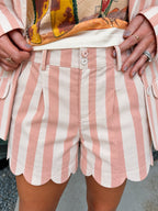 PROFESH STRIPE SCALLOP SHORTS - PINK