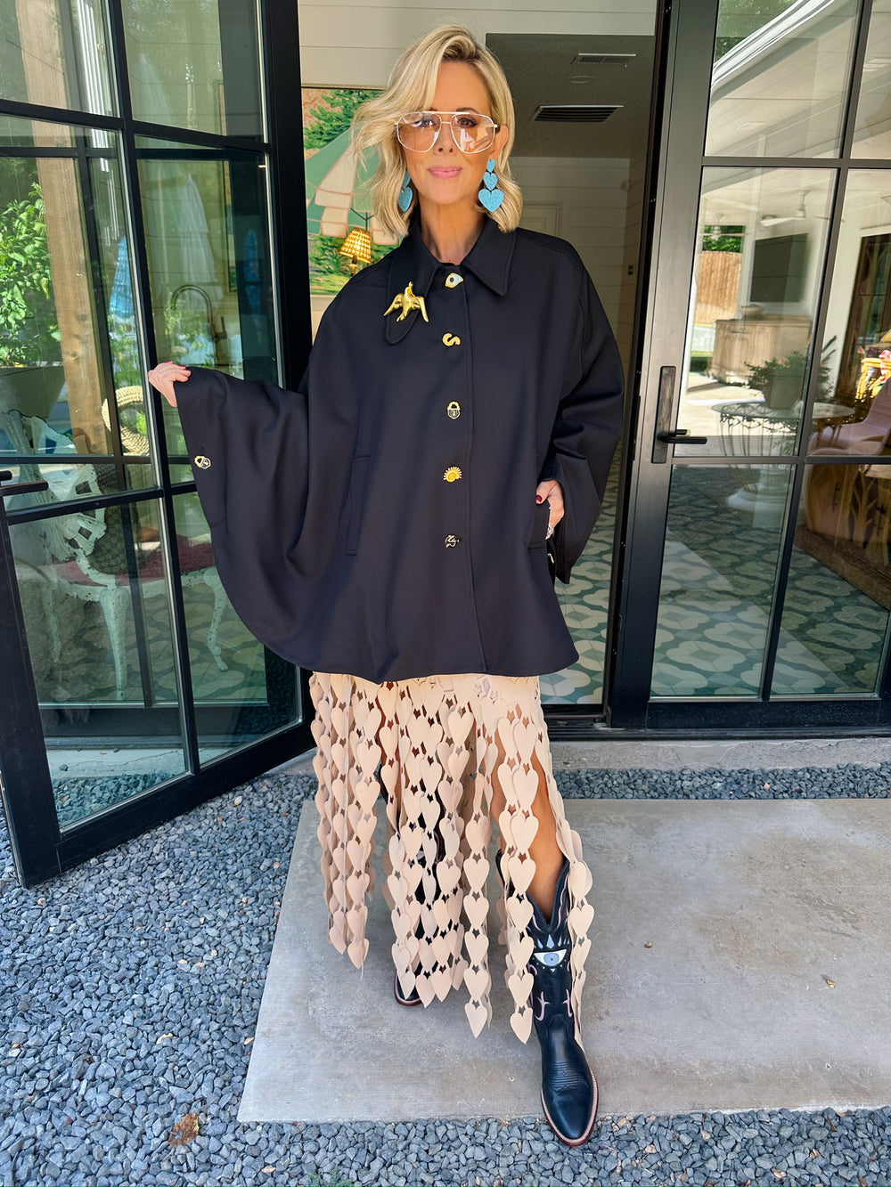 NEW BEGINNINGS BROOCH COLLAR CAPE - BLACK