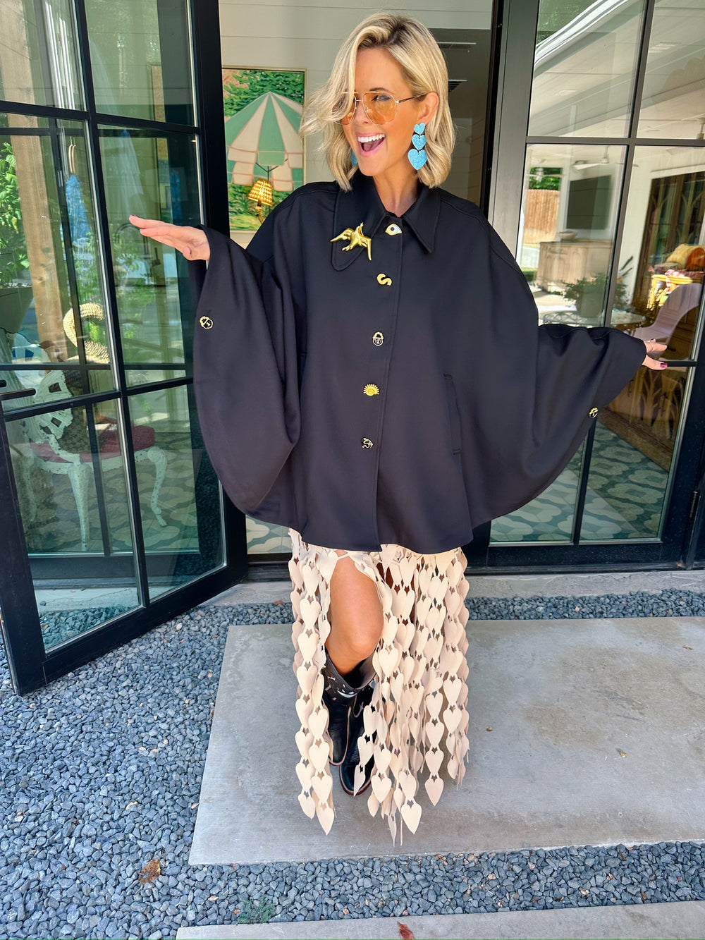 NEW BEGINNINGS BROOCH COLLAR CAPE - BLACK