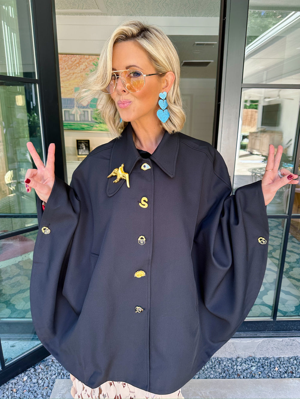 NEW BEGINNINGS BROOCH COLLAR CAPE - BLACK