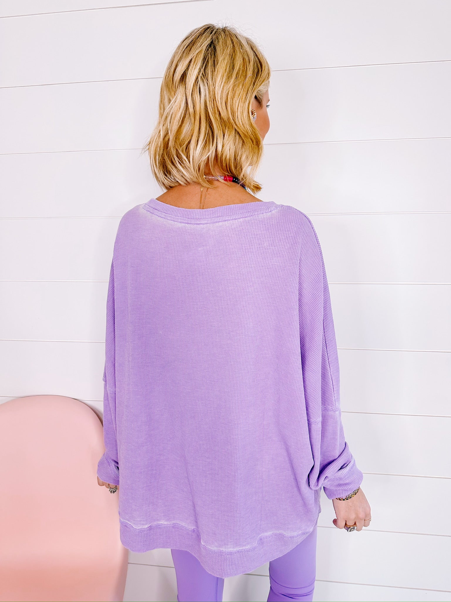WELL AWARE WAFFLE TOP - LAVENDER