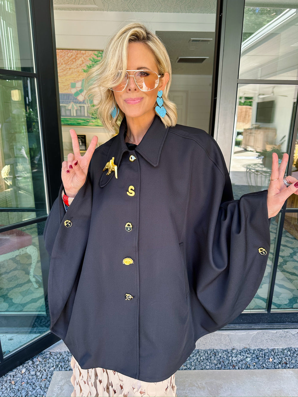 NEW BEGINNINGS BROOCH COLLAR CAPE - BLACK