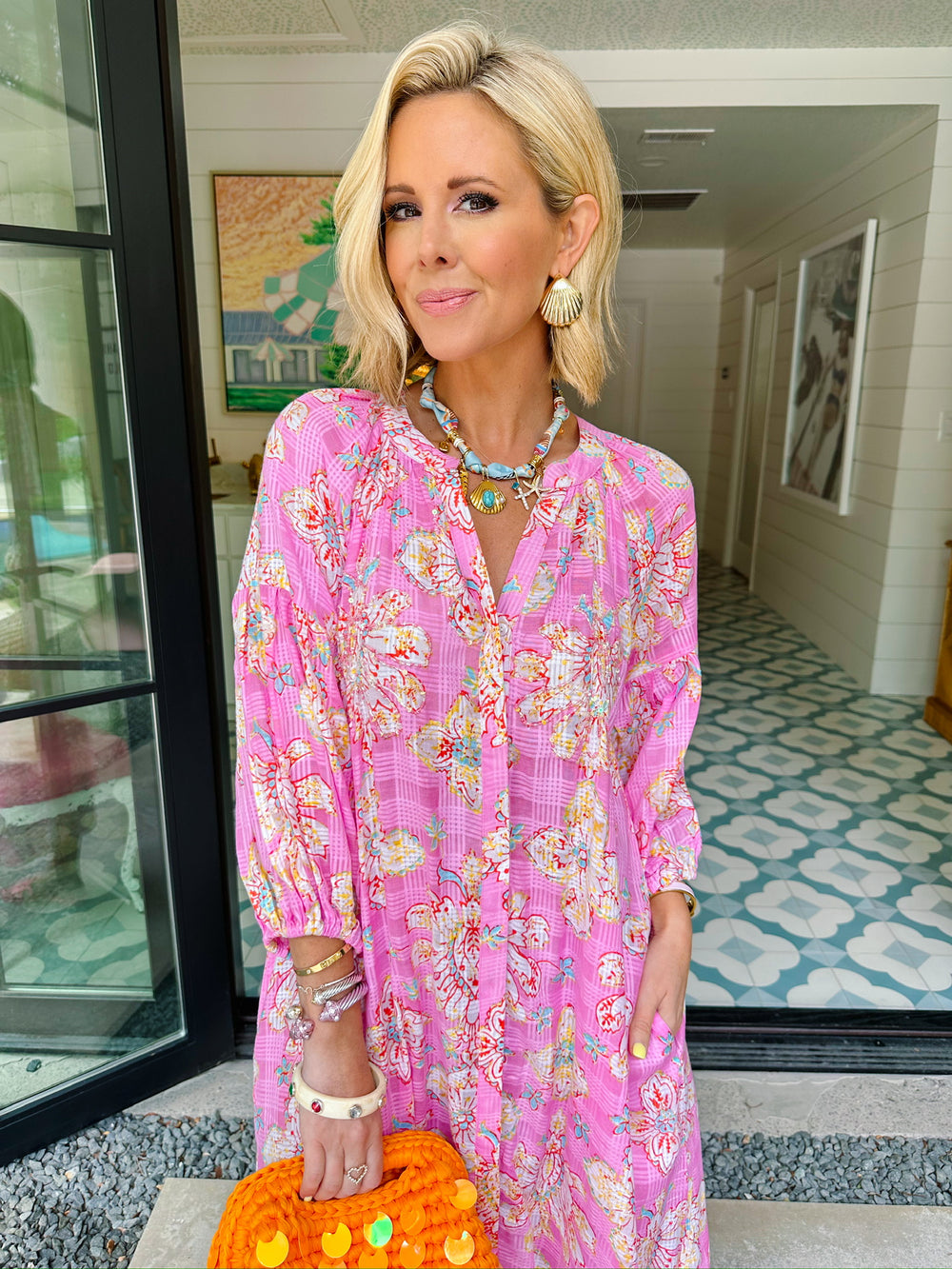 LEILANI BLOOM FLORAL SEQUIN MAXI DRESS - PINK