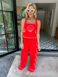ISLAND ESCAPE SEASHELL PANT SET - RED