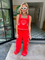 ISLAND ESCAPE SEASHELL PANT SET - RED