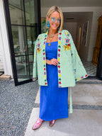 STATE OF SUNSHINE EMBROIDERED GINGHAM JACKET - GREEN