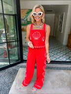 ISLAND ESCAPE SEASHELL PANT SET - RED