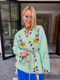 STATE OF SUNSHINE EMBROIDERED GINGHAM JACKET - GREEN