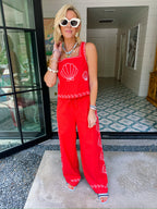 ISLAND ESCAPE SEASHELL PANT SET - RED