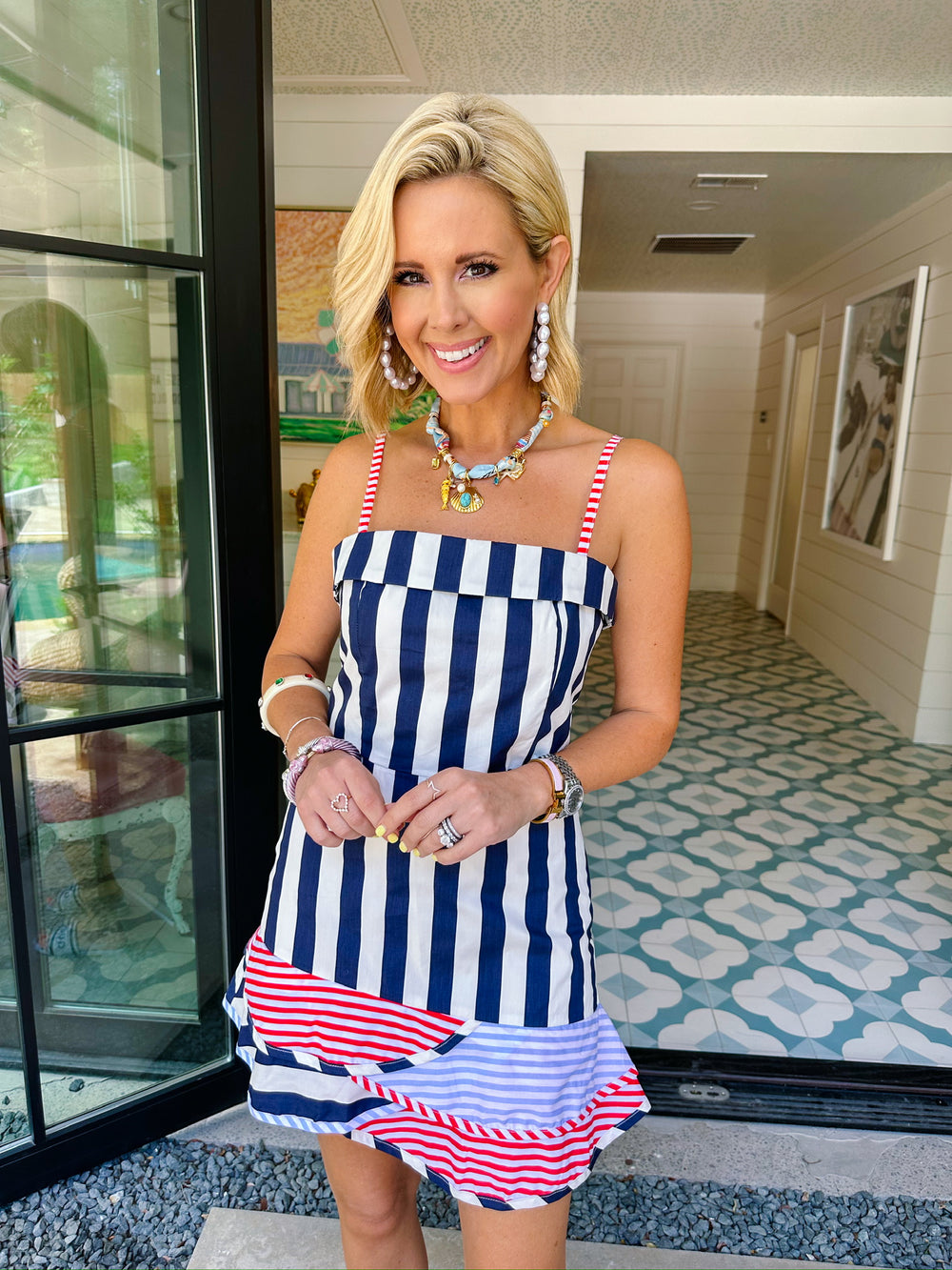 MISS AMERICANA STRIPE SKIRT SET - NAVY