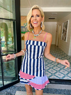 MISS AMERICANA STRIPE SKIRT SET - NAVY