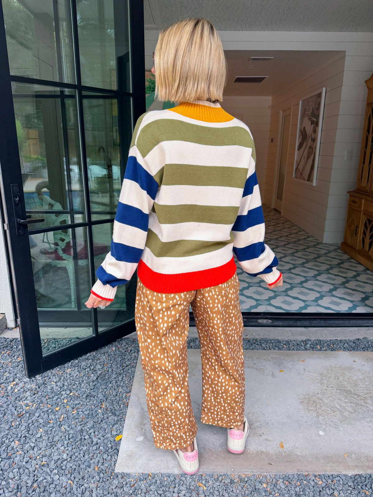 THINK OUTSIDE THE LINES COLORBLOCK STRIPE CARDIGAN
