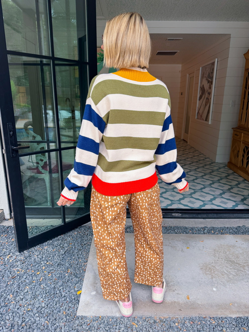 THINK OUTSIDE THE LINES COLORBLOCK STRIPE CARDIGAN