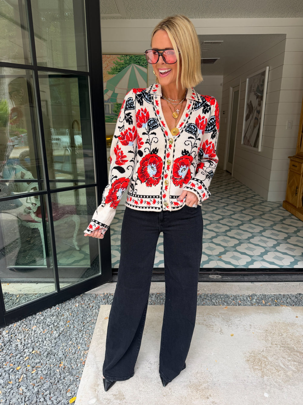 LET THE STORY UNFOLD FLORAL CARDIGAN - CREAM