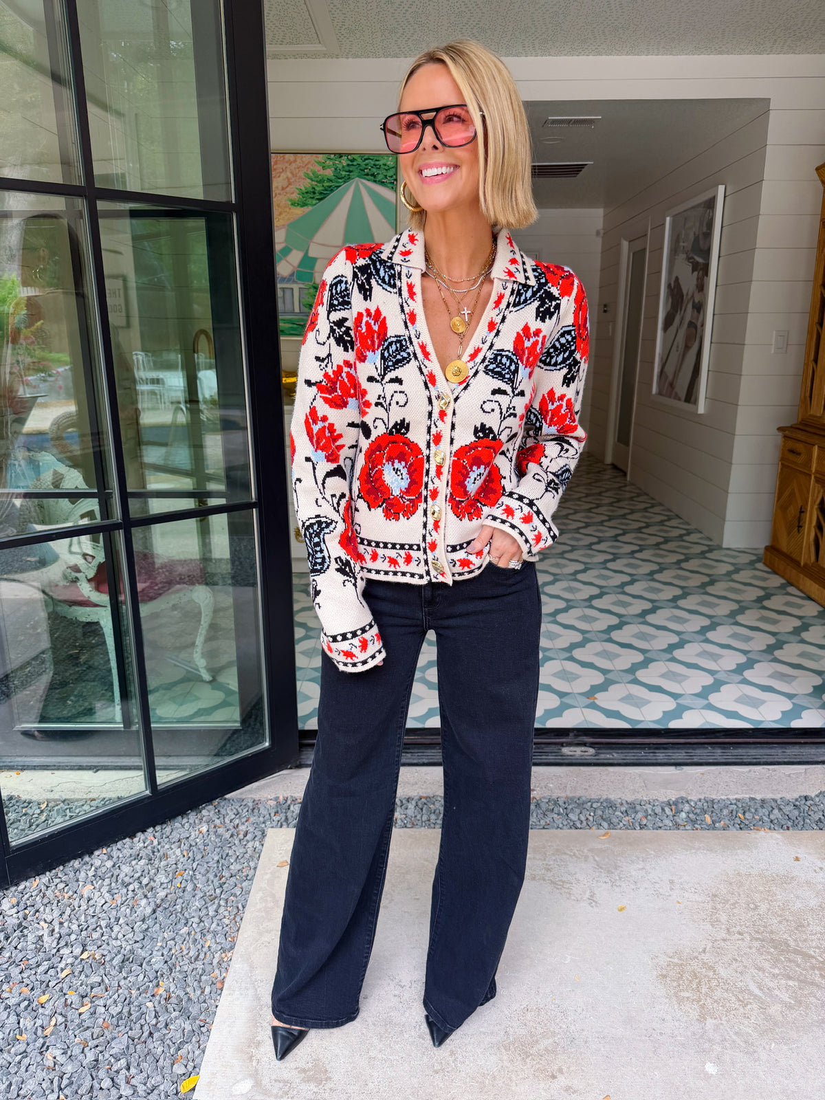 LET THE STORY UNFOLD FLORAL CARDIGAN - CREAM