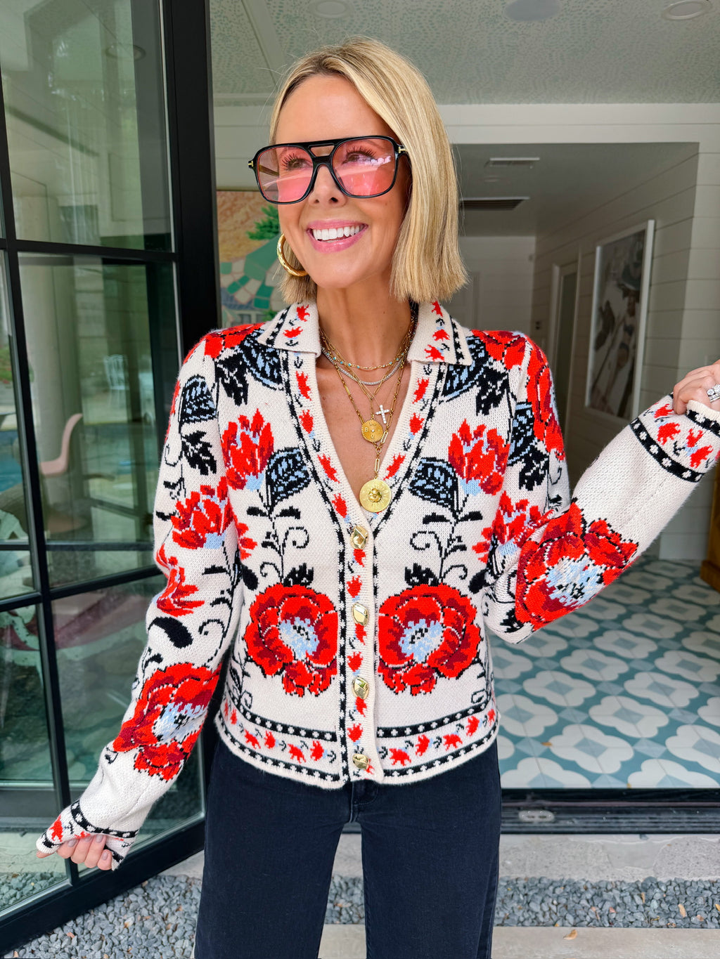LET THE STORY UNFOLD FLORAL CARDIGAN - CREAM