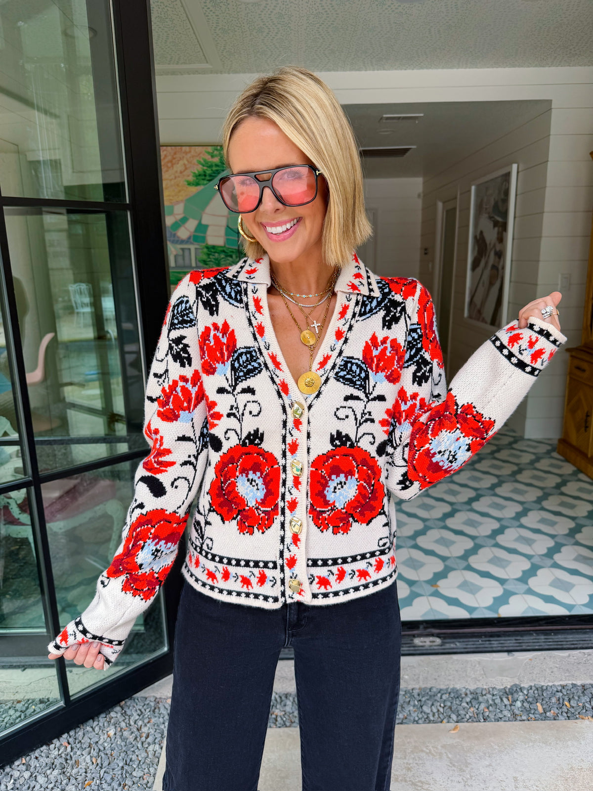 LET THE STORY UNFOLD FLORAL CARDIGAN - CREAM
