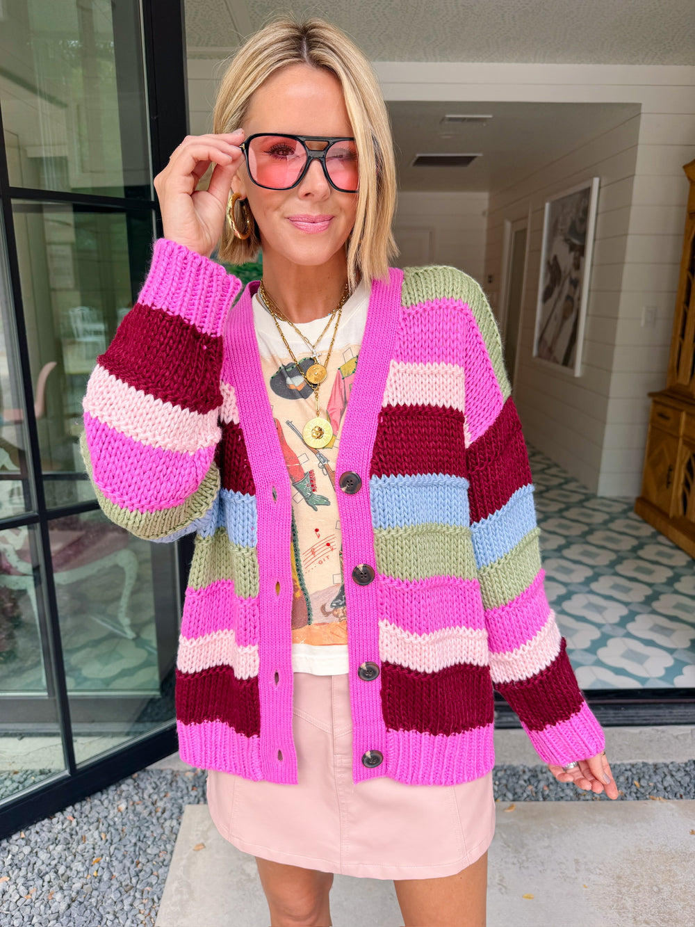 IT ALL COMES TOGETHER STRIPE CARDIGAN