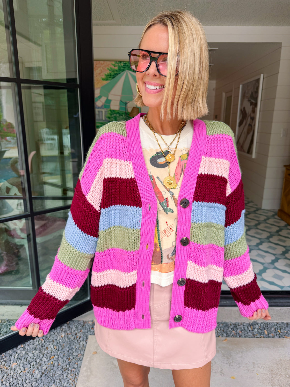 IT ALL COMES TOGETHER STRIPE CARDIGAN