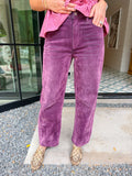 KATE HIGH RISE VELVET BARREL JEAN - PURPLE