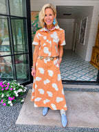 DRAWN TO YOU MIDI SKIRT SET - ORANGE