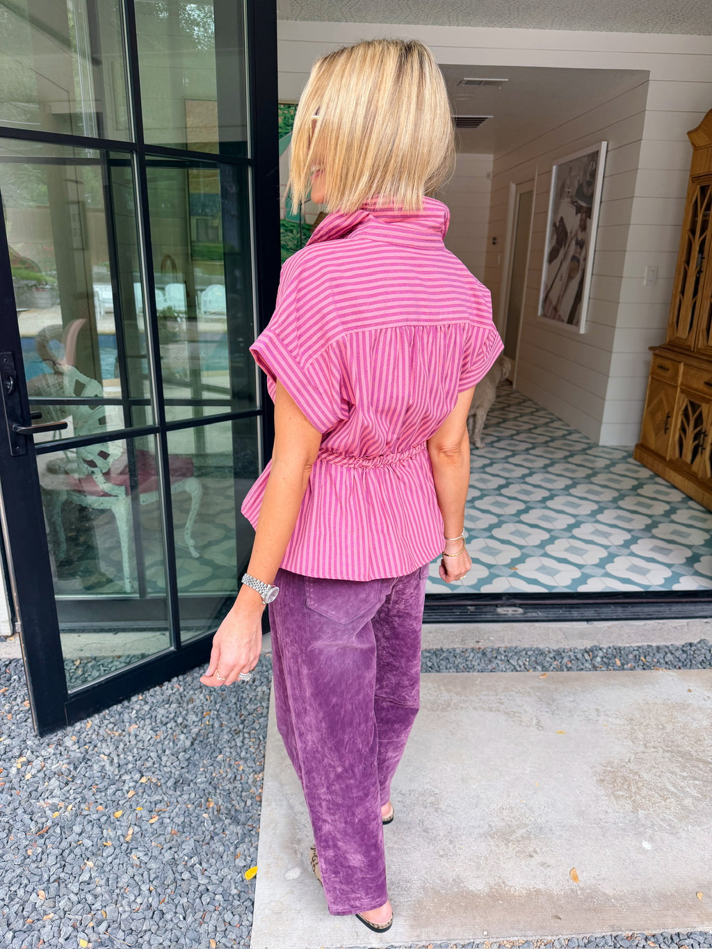 KATE HIGH RISE VELVET BARREL JEAN - PURPLE