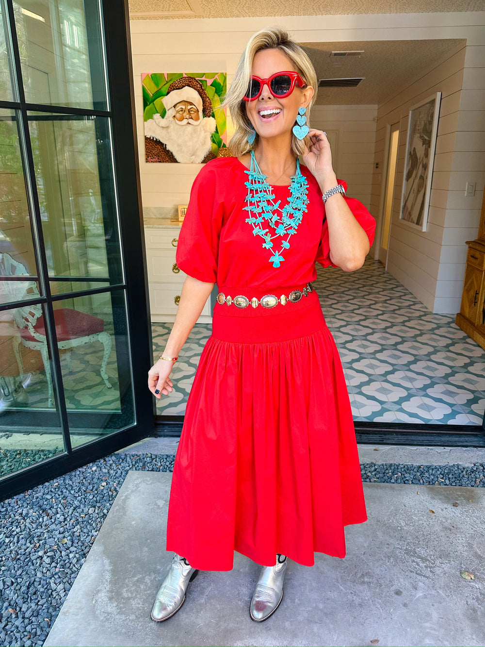 CASSANDRA POPLIN KNIT SKIRT SET - CHERRY RED