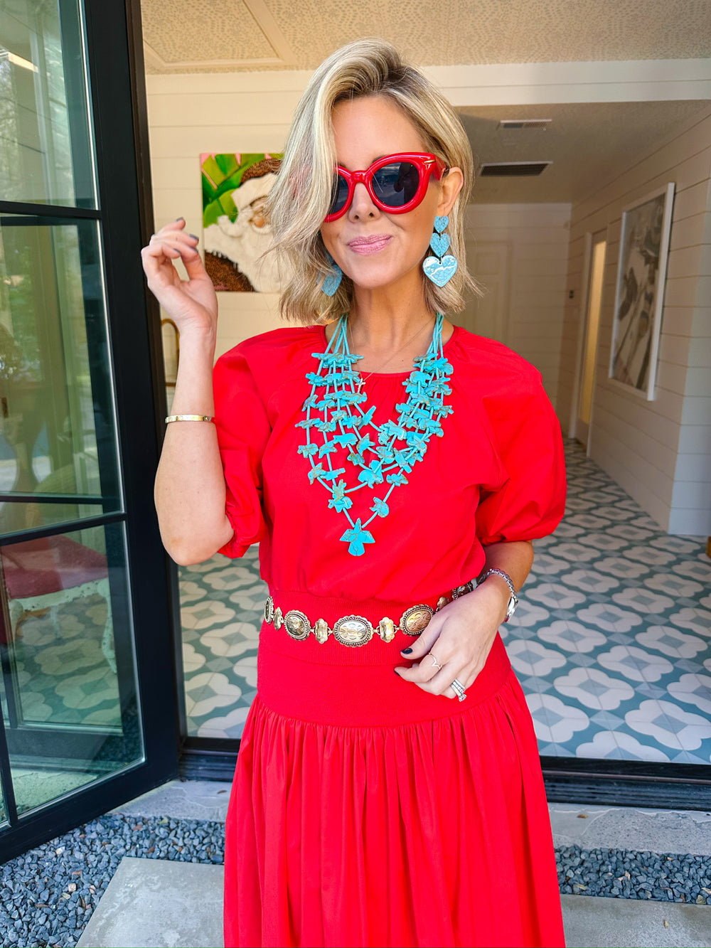 CASSANDRA POPLIN KNIT SKIRT SET - CHERRY RED