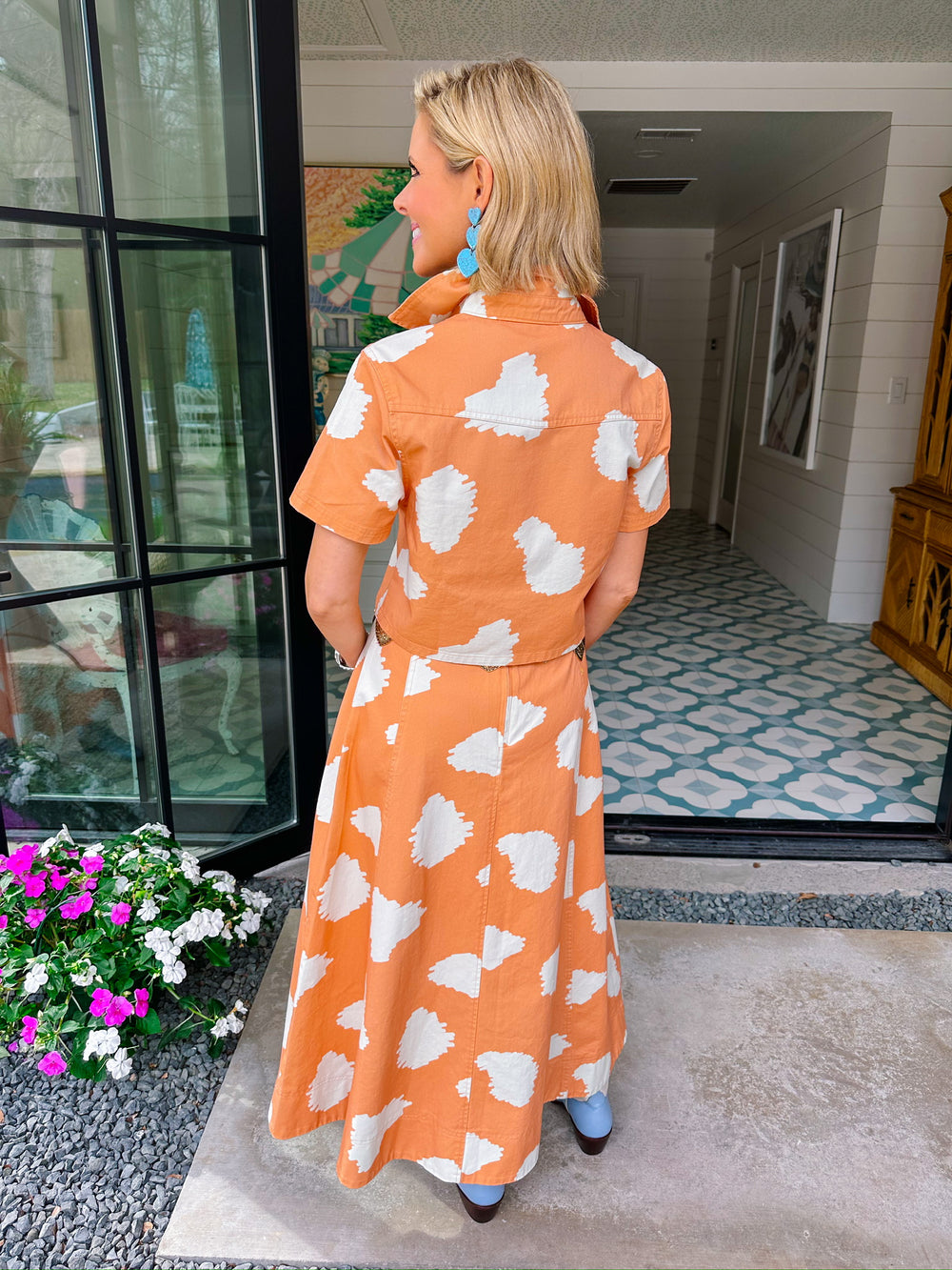 DRAWN TO YOU MIDI SKIRT SET - ORANGE