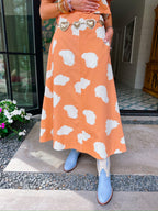 DRAWN TO YOU MIDI SKIRT SET - ORANGE