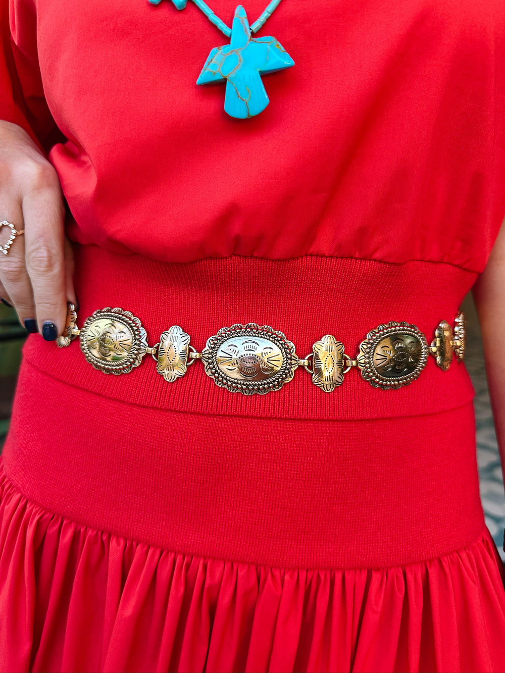MARTINA METAL CONCHO BELT - GOLD