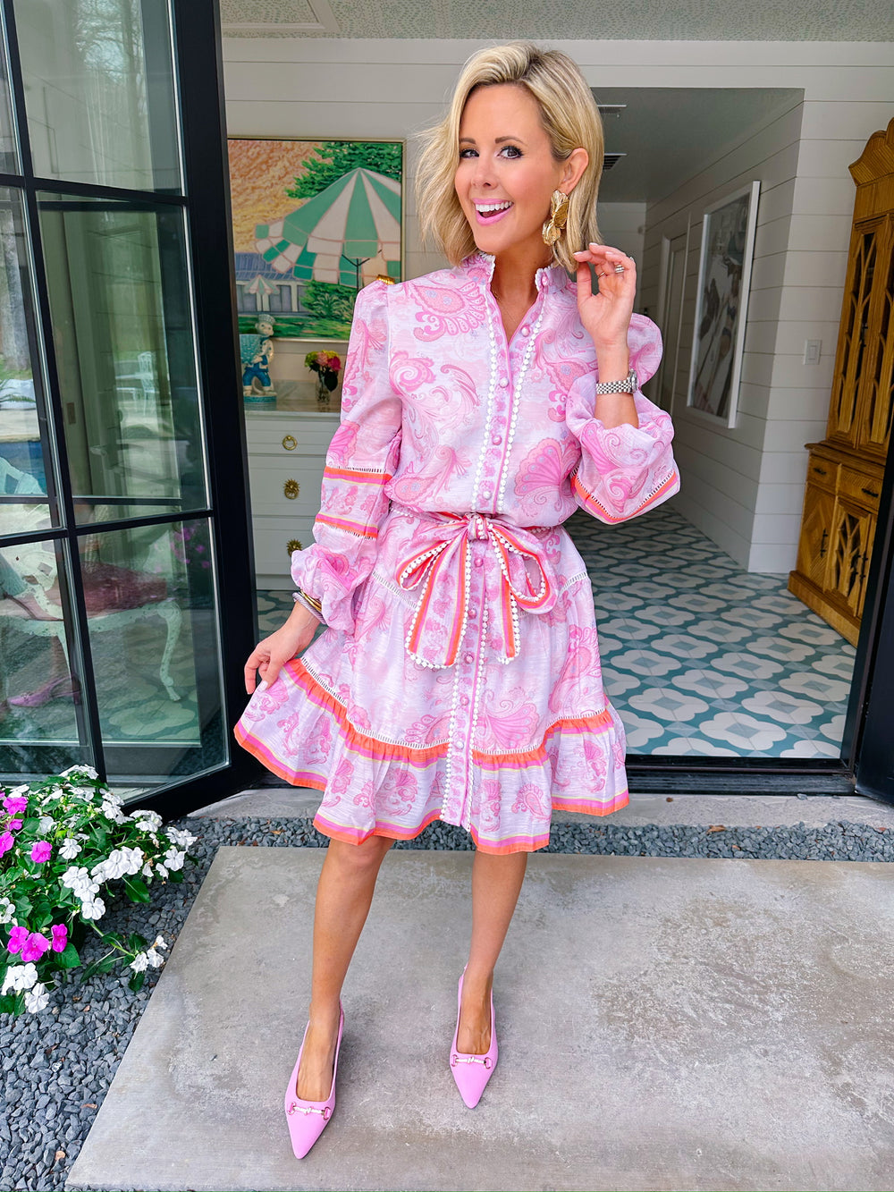 ALEXANDRA WHIMSICAL PAISLEY DRESS - PINK