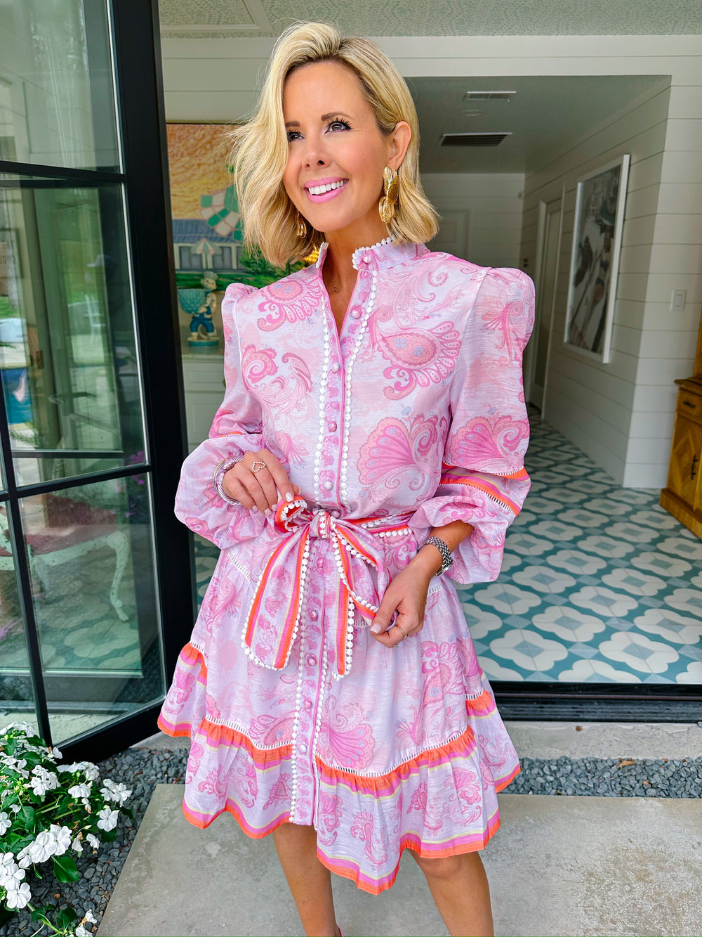 ALEXANDRA WHIMSICAL PAISLEY DRESS - PINK