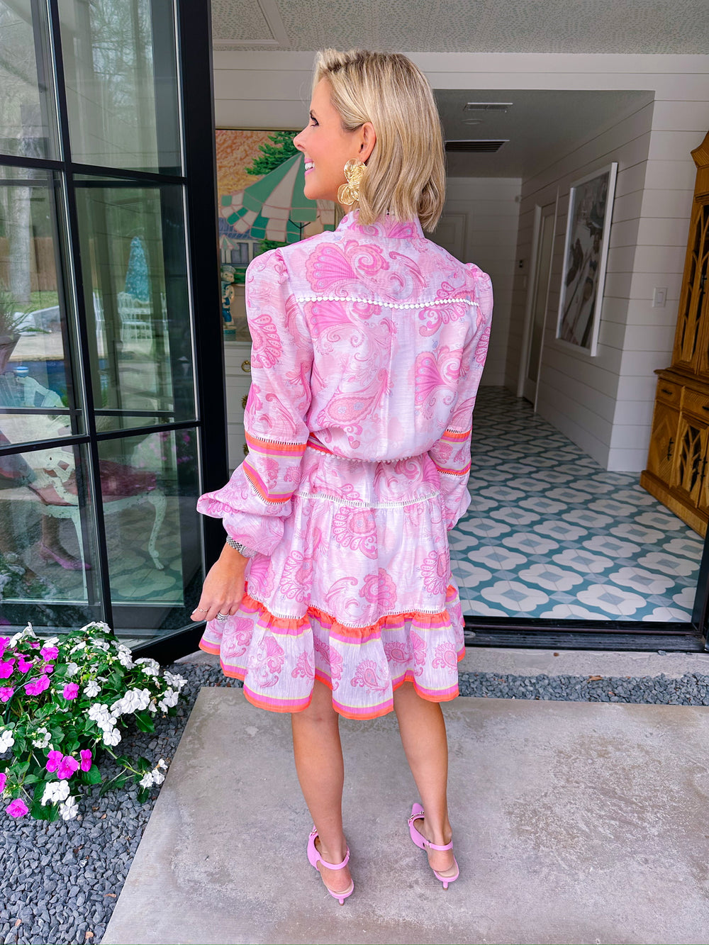 ALEXANDRA WHIMSICAL PAISLEY DRESS - PINK