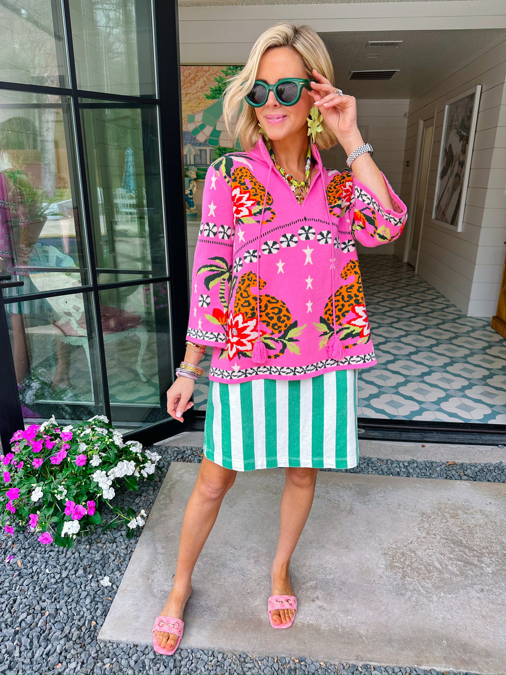 WILD SIDE PARADISE VNECK SWEATER - PINK