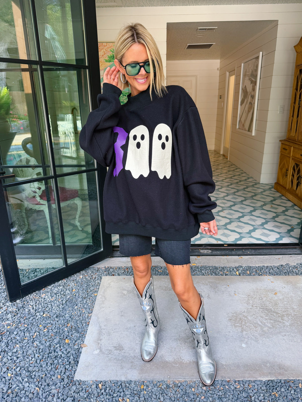 BOO REVERSIBLE MOCK NECK SWEATSHIRT - BLACK