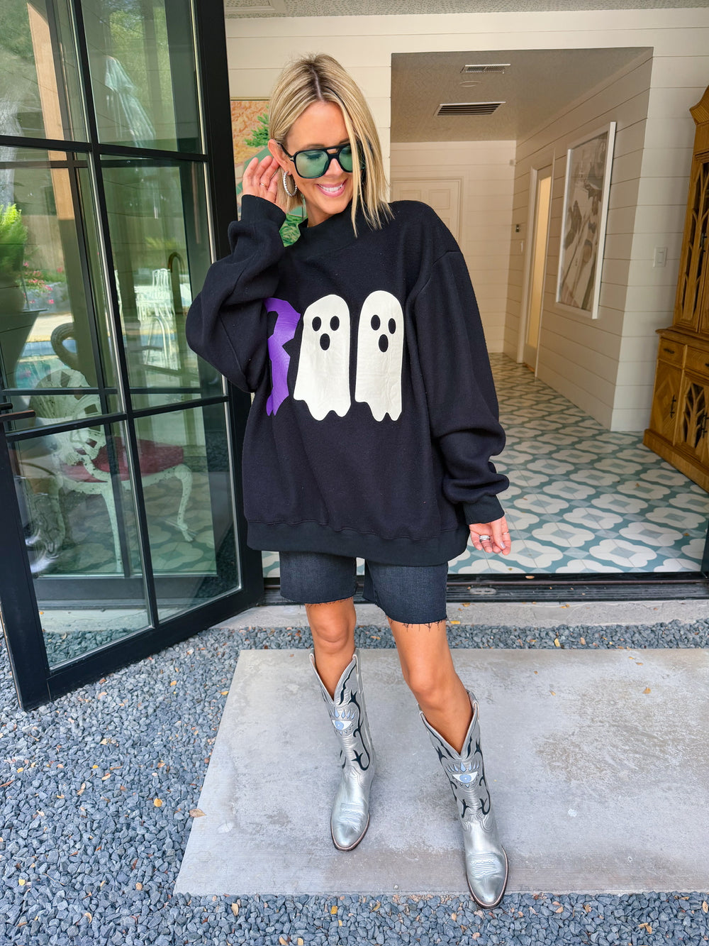 BOO REVERSIBLE MOCK NECK SWEATSHIRT - BLACK