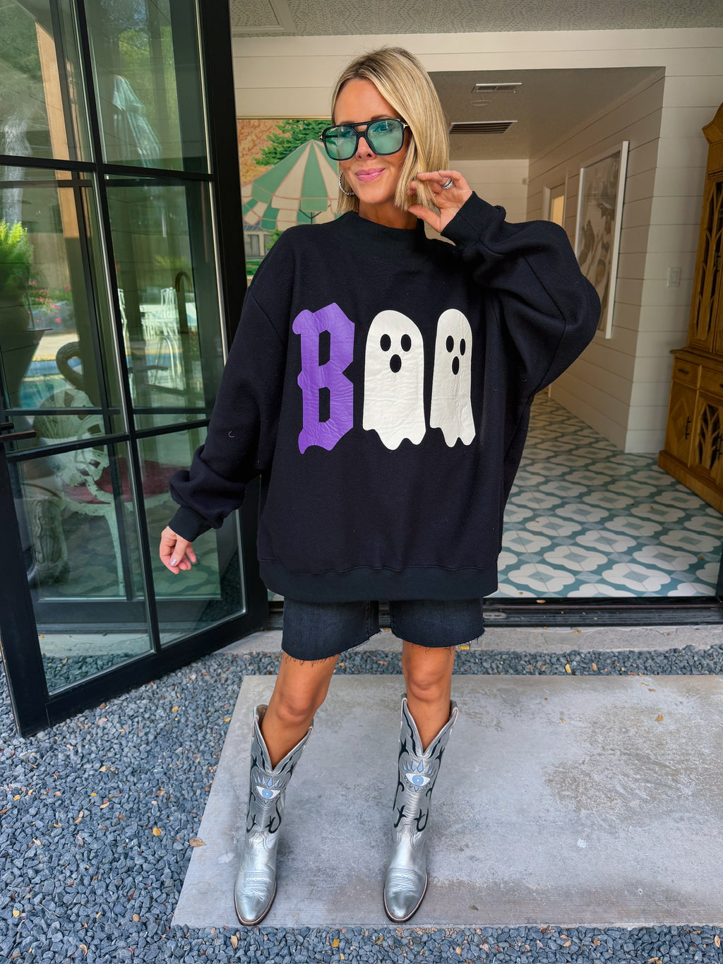 BOO REVERSIBLE MOCK NECK SWEATSHIRT - BLACK