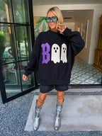BOO REVERSIBLE MOCK NECK SWEATSHIRT - BLACK