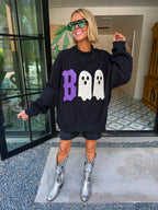 BOO REVERSIBLE MOCK NECK SWEATSHIRT - BLACK
