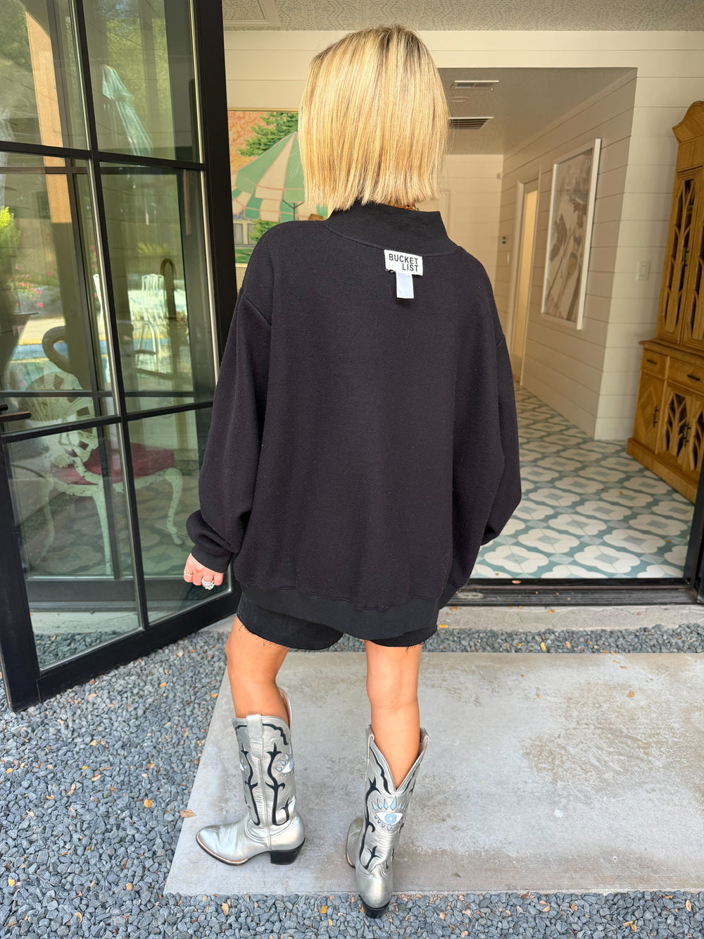BOO REVERSIBLE MOCK NECK SWEATSHIRT - BLACK