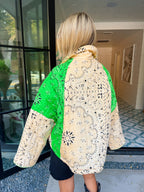 TAKE THE SCENIC ROUTE BANDANA QUILTED JACKET - GREEN
