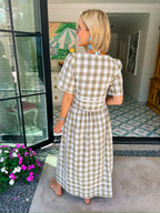 SPRING FEVER GINGHAM RIC RAC SKIRT SET - GREEN